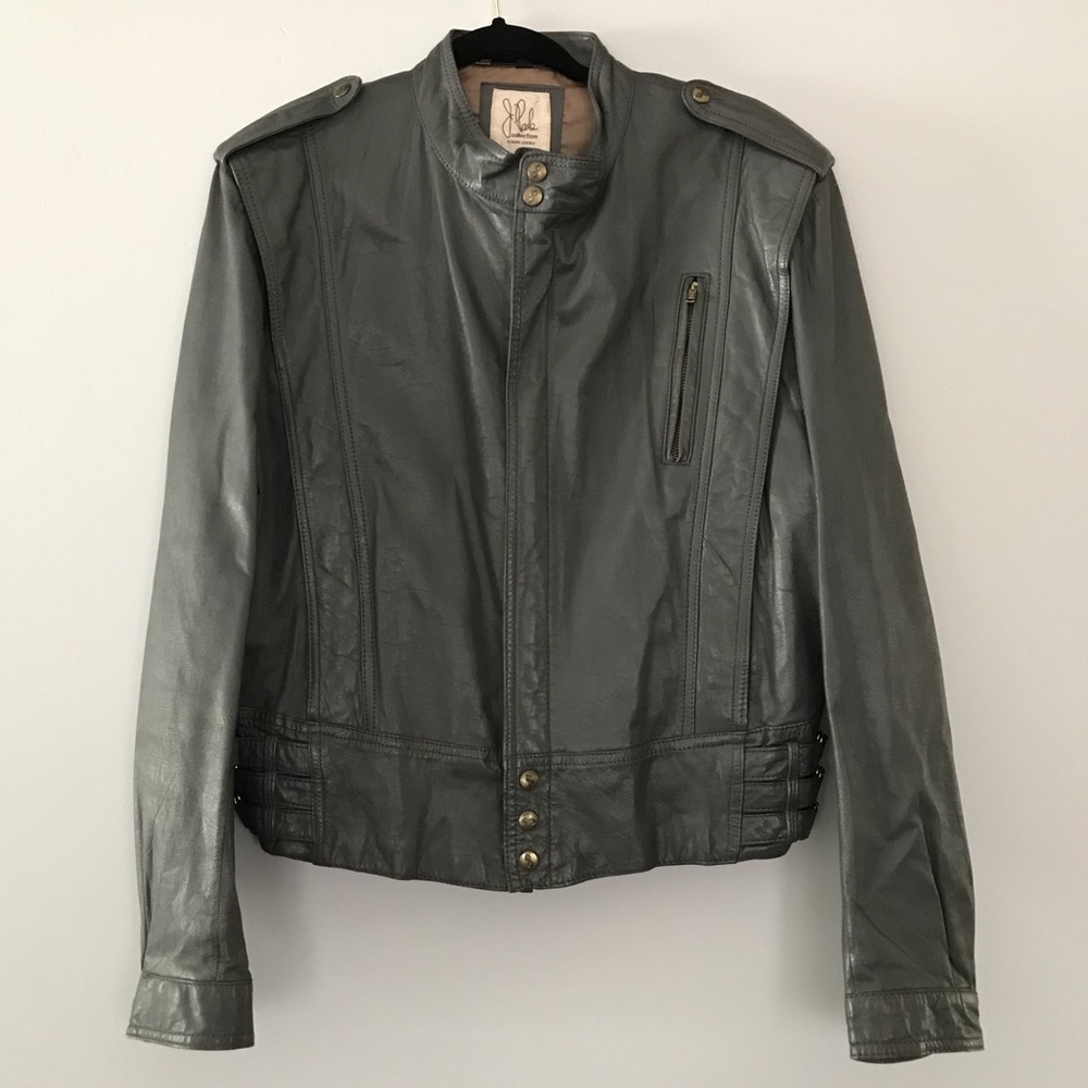 J. Park Collection grey Leather Jacket